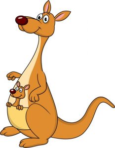 Kangaroo cartoon with baby